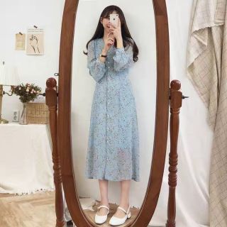 (ODER) Váy voan hoa nhí dáng dài phong cách Hàn Quốc