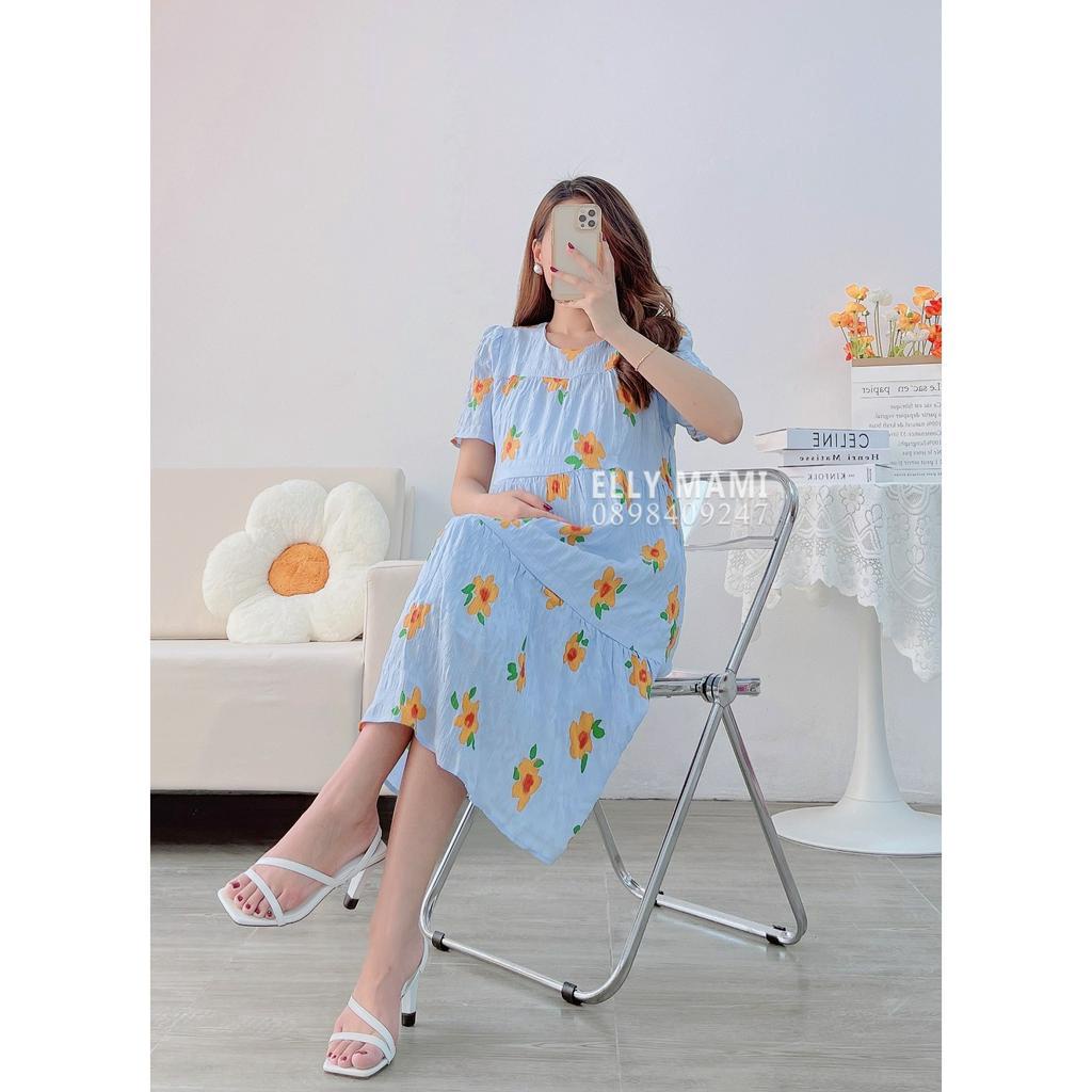 ( 40kg - 85kg ) Đầm Bầu ,Suông Voan Hoa Tiểu Thư Form Dễ Mặc Thoải Mái Suốt Thai Kì &amp; Sau Sinh ( Kèm Ảnh Thật )