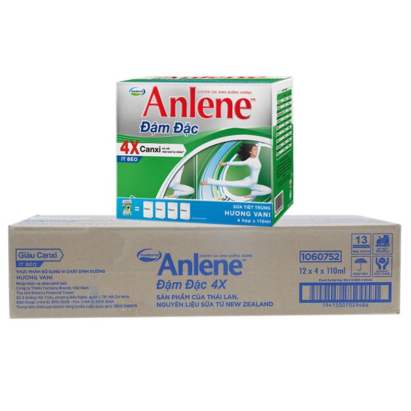 Sữa Nước Anlene Đậm Đặc 4X Hộp 110ml (Lốc 4 Hộp *110ml)