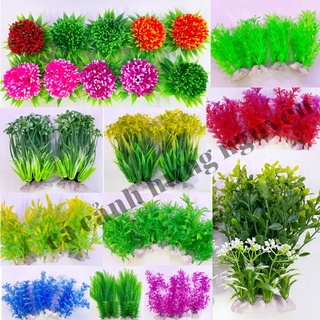 Cây nhựa size vừa dùng trang trí hồ cá , cây nhiều màu sắc