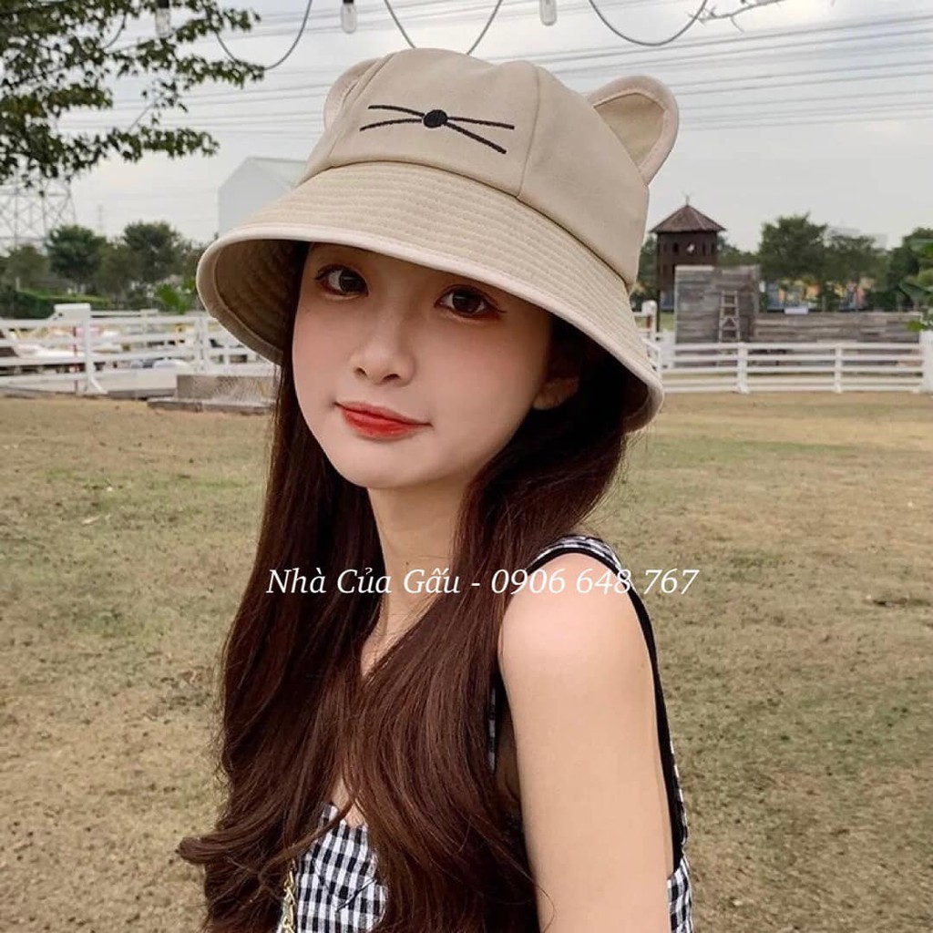 Mũ bucket nữ tai mèo mới siêu siêu cute luôn