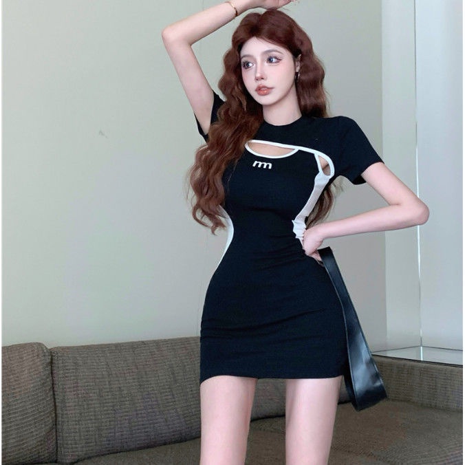 Đầm Ngắn Tay Chiết Eo Thời Trang Mùa Hè Quyến Rũ Cho Nữ