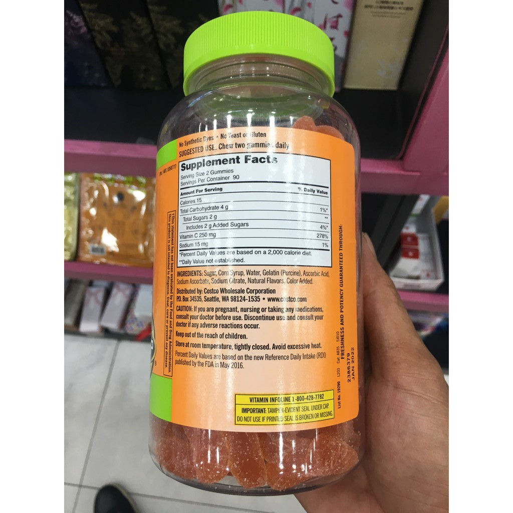 Kẹo Dẻo Bổ Sung Vitamin C Kirkland Adult Gummies C 250mg hộp 180 viên của Mỹ