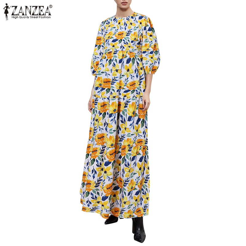 Đầm maxi ZANZEA tay phòng in hoa thanh lịch cho nữ | BigBuy360 - bigbuy360.vn