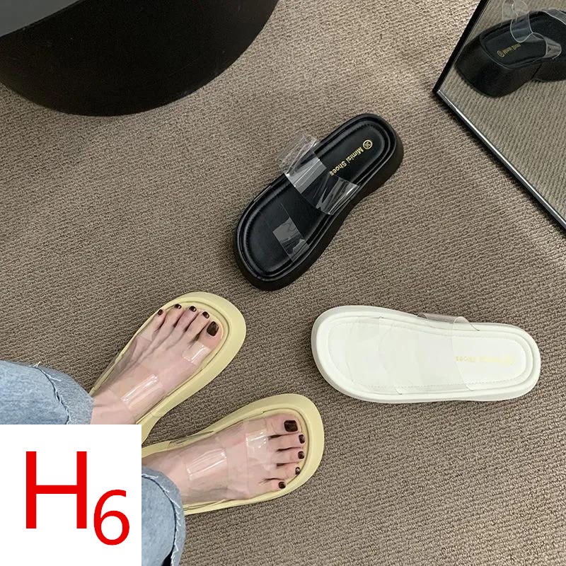 Dép Sandal Đế Dày Quai Ngang Trong Suốt Thời Trang Mùa Hè Hàn Quốc 2022 Cho Nữ