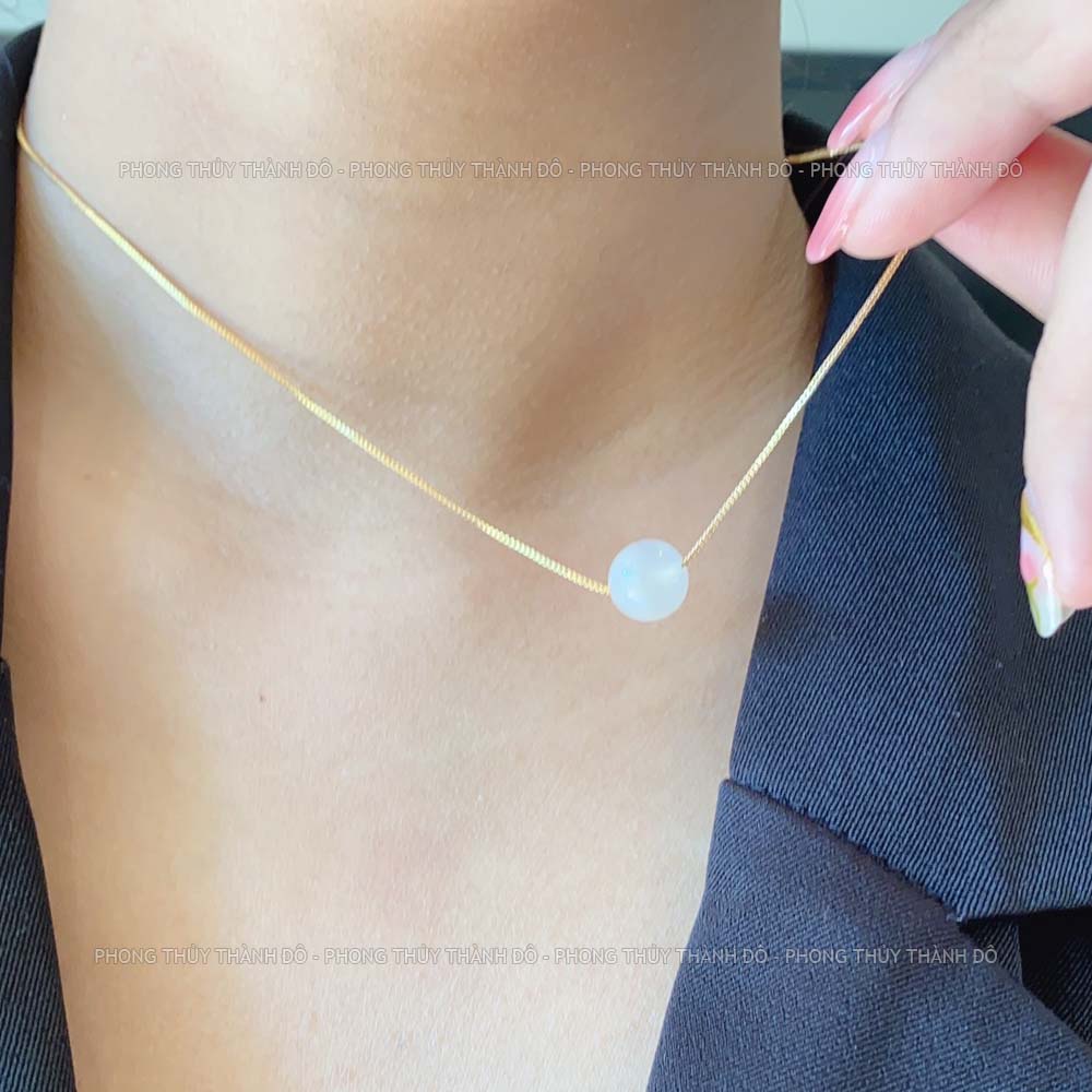 Bộ Dây Chuyền M00NSTONE Tự Nhiên, Size Hạt 8-9mm - Cầu Tình Duyên, May Mắn, Công Việc Hanh Thông - Phong Thủy Thành Đô