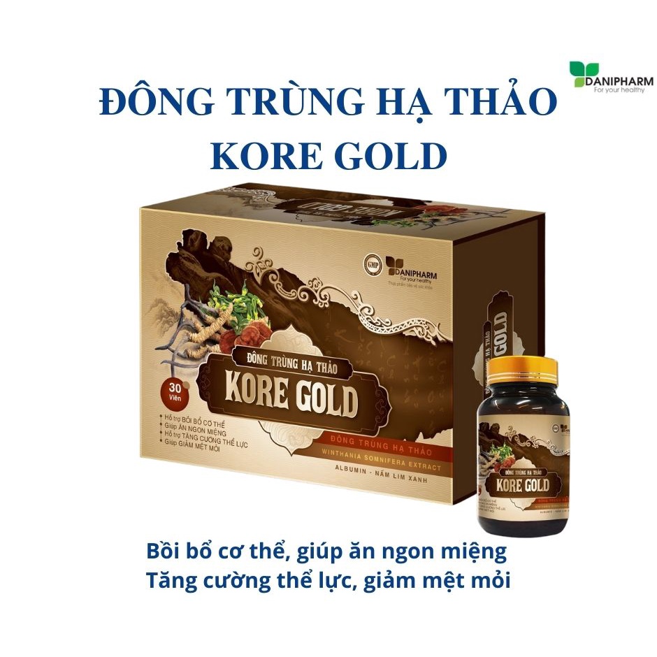 Đông trùng hạ thảo KORE GOLD DANIPHARM, bồi bổ sức khỏe, tăng cường thể lực, giảm mệt mỏi, giúp ăn ngủ ngon (30 viên)