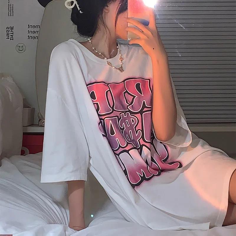 NRVP Áo Thun 100% Cotton Dáng Rộng Thời Trang Hàn Quốc Cho Nữ