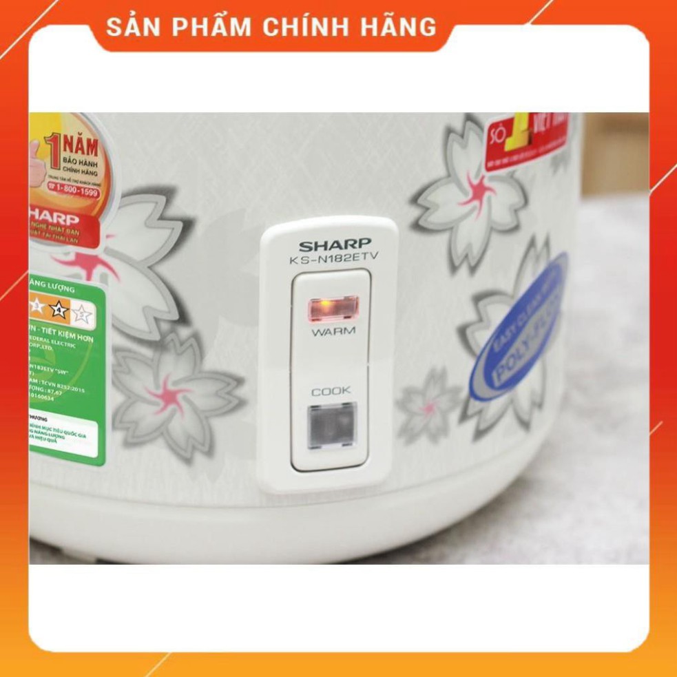 [Hỏa tốc 1 giờ] [FREESHIP] Nồi cơm điện Sharp KS-N182ETV SW 1.8L - Hàng chính hãng, bảo hành 12 tháng