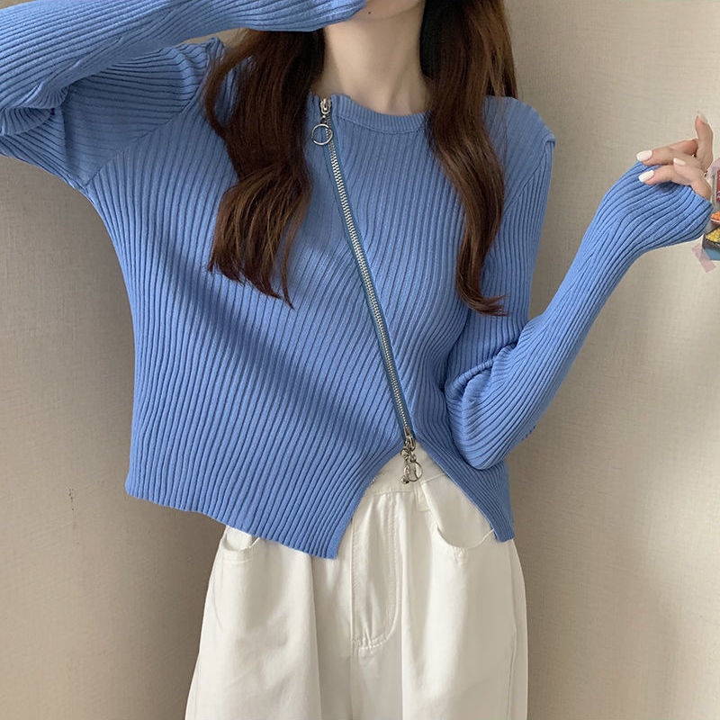 Áo cardigan Dệt Kim Tay Dài Dáng Ôm Có Khóa Kéo Thời Trang Cho Nữ NZ-MY-01