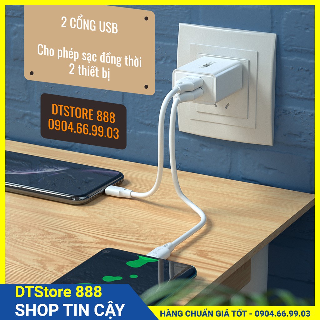 Củ sạc nhanh 2 cổng USB-  WK Design WP-U56, công suất 10W (5V-2A)