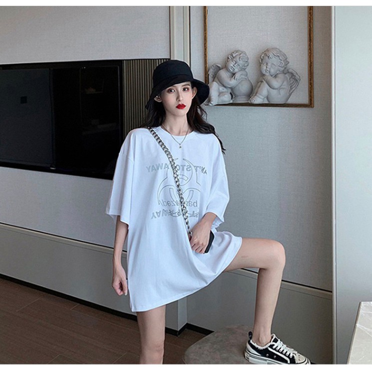 [GIÁ XẢ KHO] Váy nữ dáng oversize cổ tròn, họa tiết chữ phát sáng | BigBuy360 - bigbuy360.vn