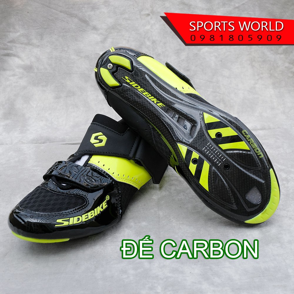 Giày can đế CARBON dòng TRIATHLON  SIDEBIKE SD-016 green