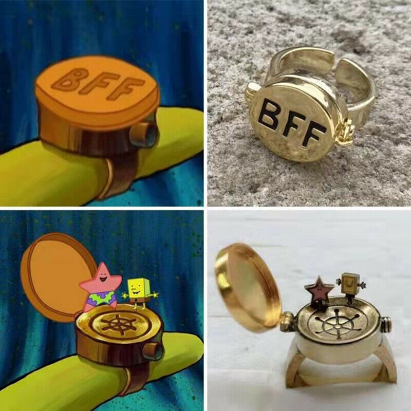 Nhẫn Hở Hình SpongeBob Sáng Tạo Phong Cách Hip Hop Thời Trang Cho Cặp Đôi
