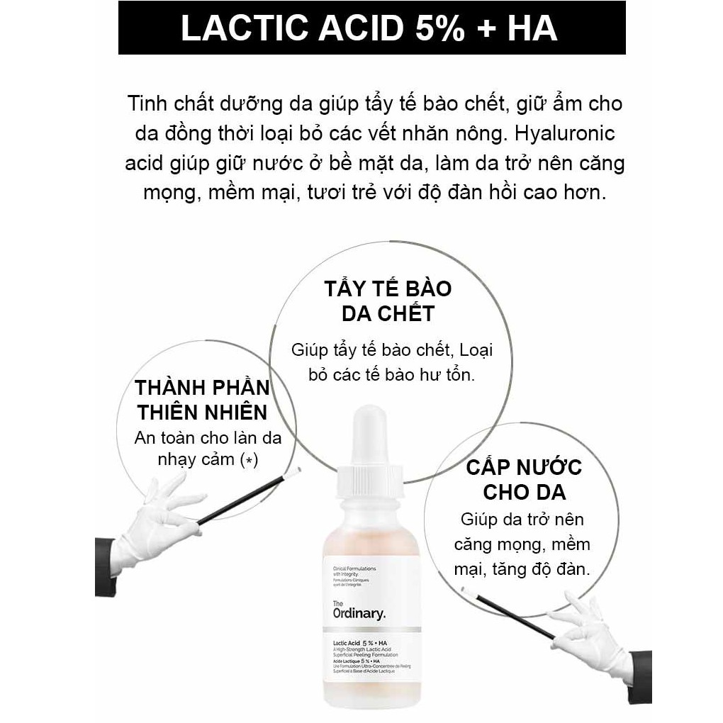 Tinh Chất Tẩy Tế Bào Chết, Cấp Nước The Ordinary Lactic Acid 10% + HA 30ml