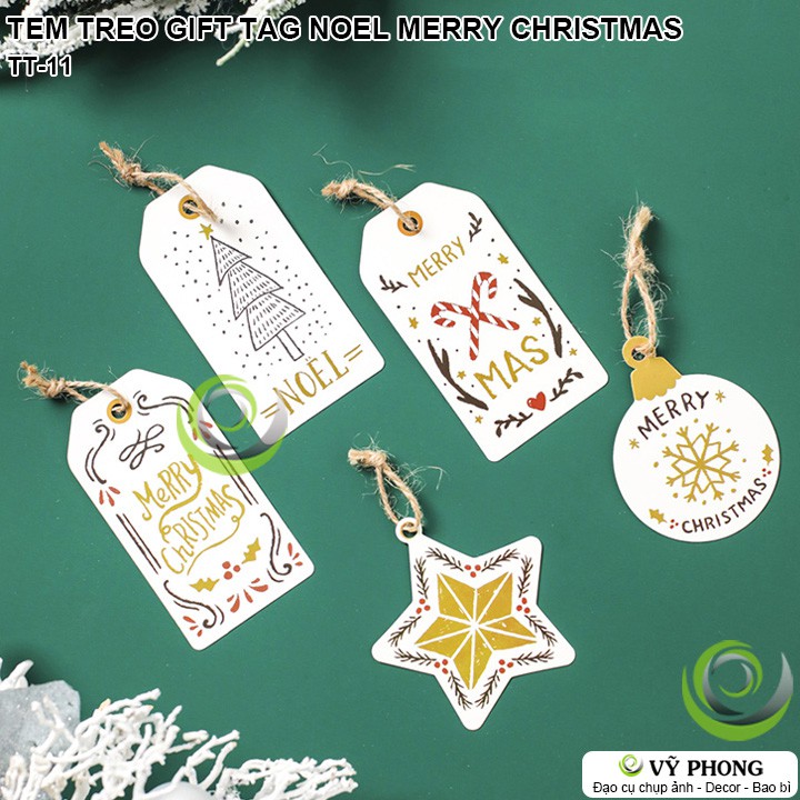 SET 10 TEM TREO GIFT TAG TREO NOEL MERRY CHRISTMAS GIÁNG SINH TRANG TRÍ ĐÓNG GÓI BAO BÌ HỘP QUÀ TẶNG TT-11