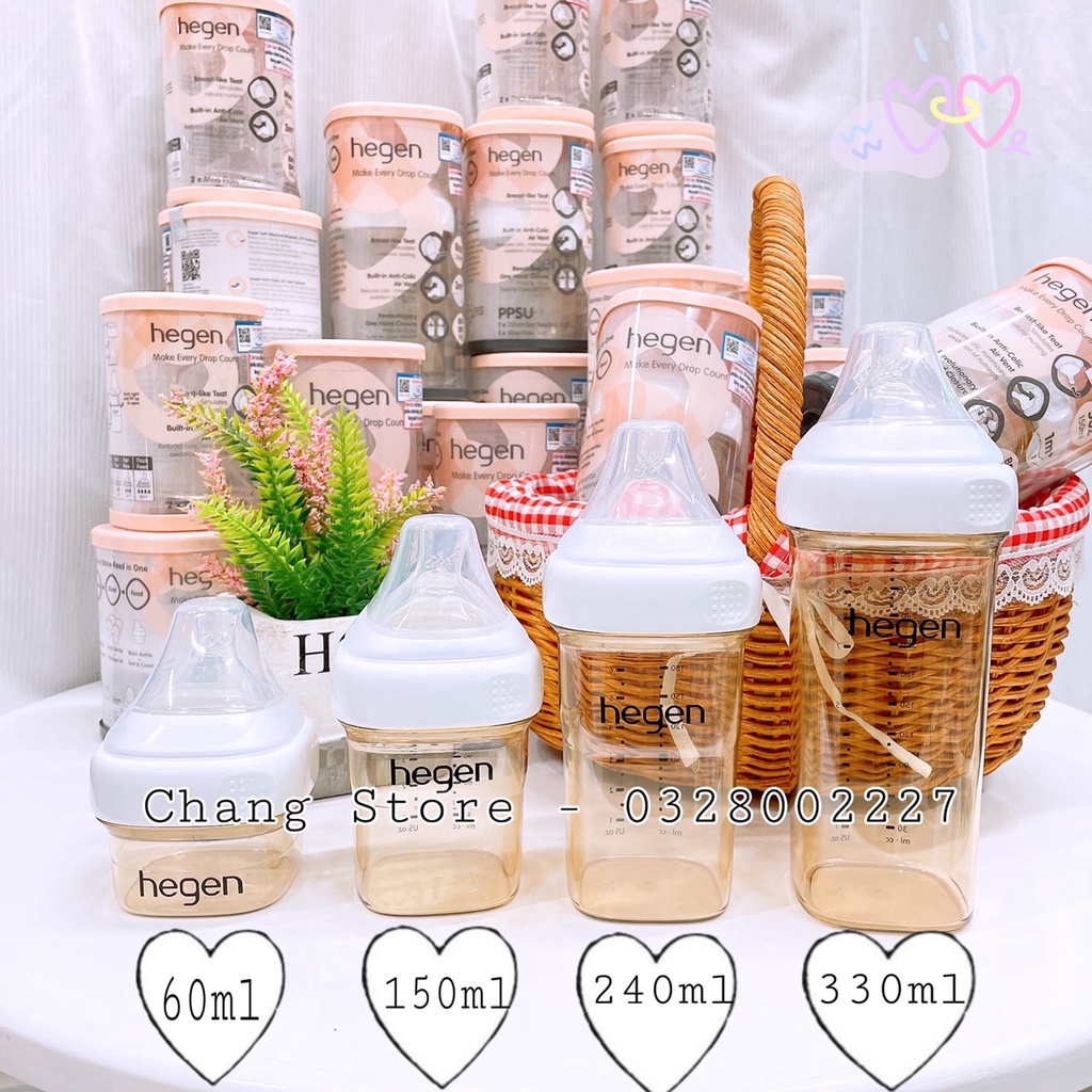 Bình sữa Hegen PPSU cao cấp 60ml 150ml 240ml 330ml,cam kết chính hãng