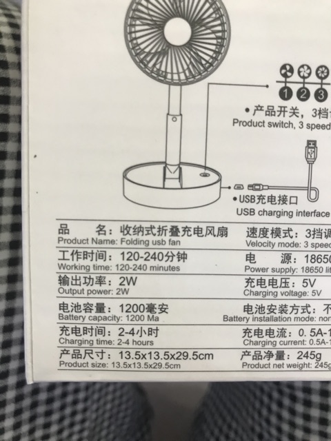 Quạt tích điện mini gấp gọn bỏ túi  ,