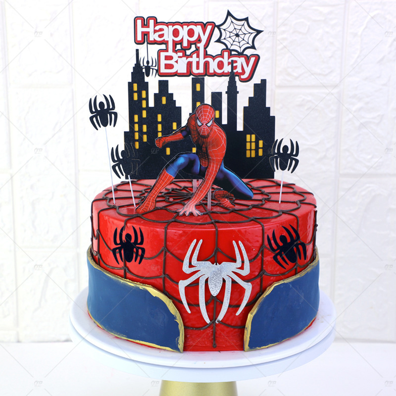 1set Spiderman Cake Decoration  Cake Topper Cute Super Hero Cupcake Topper For Kids Birthday Party
