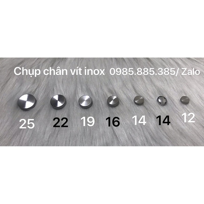 Combo 100 túi chụp vít inox size 12mm nút nhựa