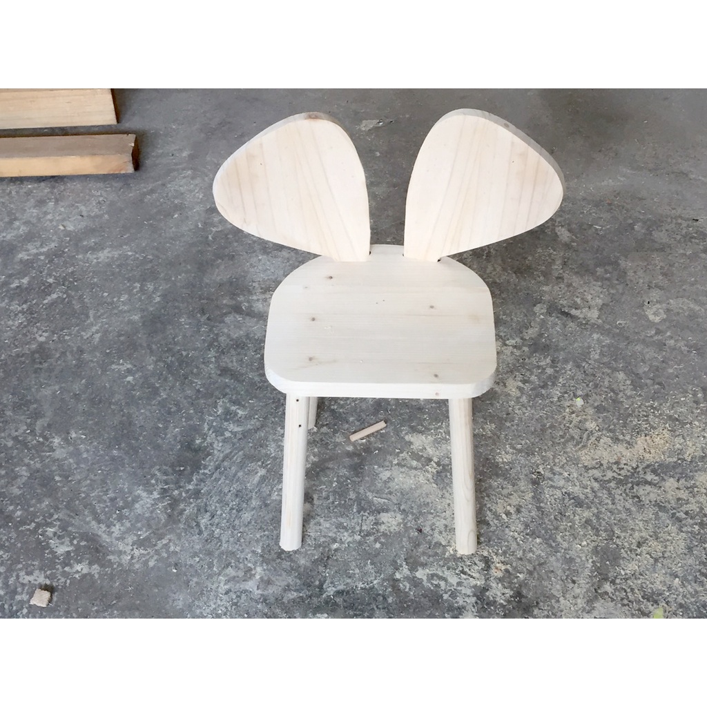Ghế thỏ cho bé - bàn ghế cho trẻ mẫu giáo - gỗ thông decor - 30*30*50cm - QTshop - hàng thiết kế.