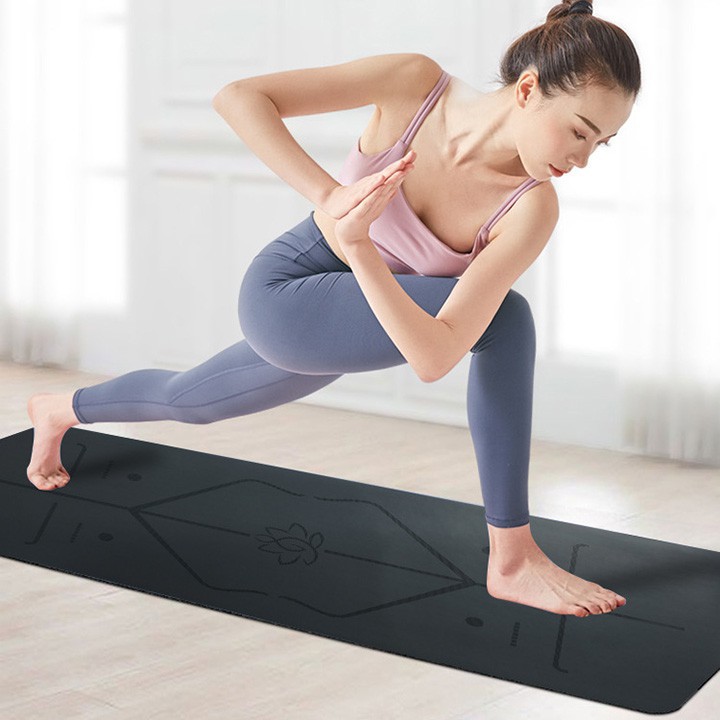 Thảm tập yoga định tuyến mat gym thể dục TPE cao su chống trơn trượt 8mm dvg