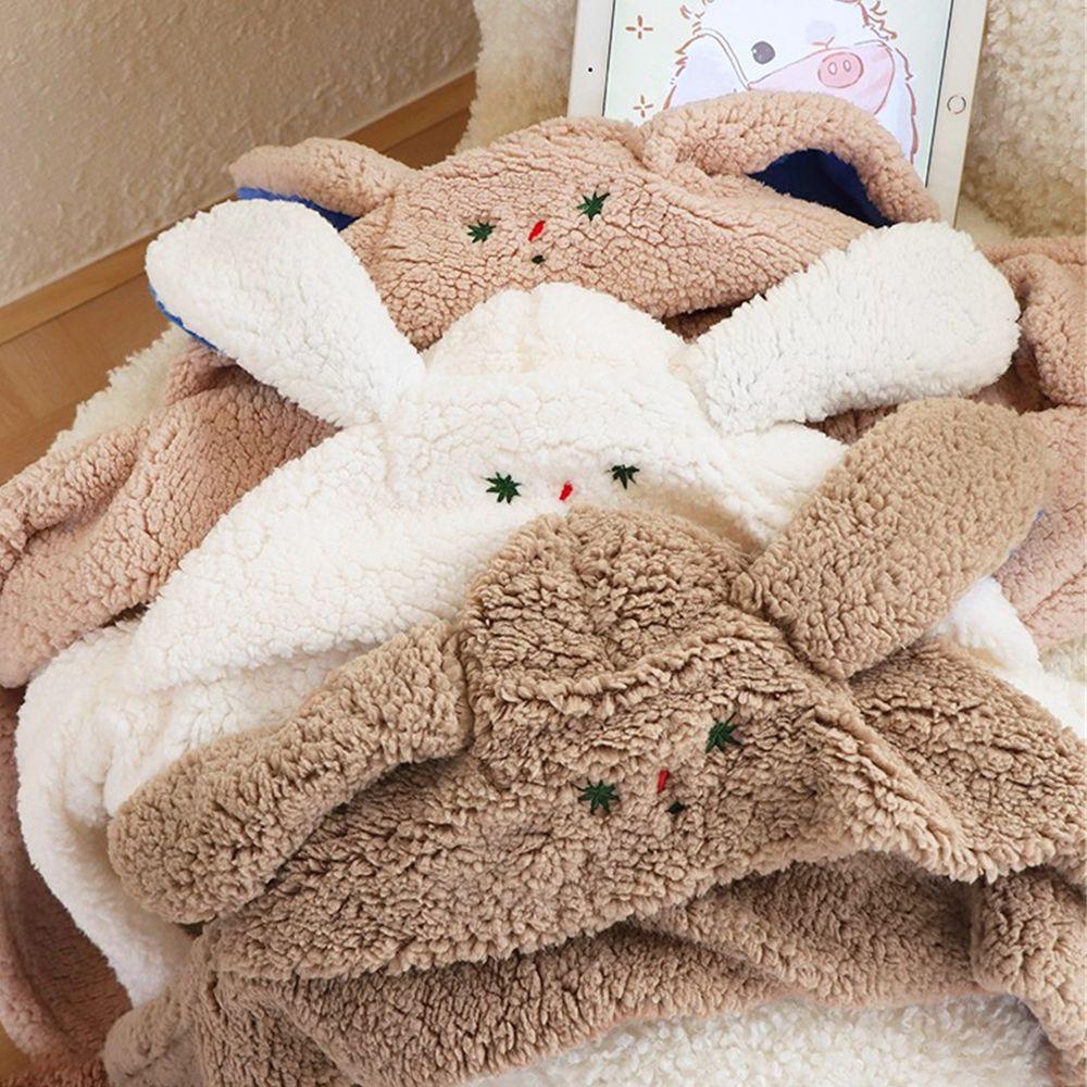 Mũ Beanie Trùm Đầu Giả Lông Thú Tai Thỏ Thời Trang Cho Nữ