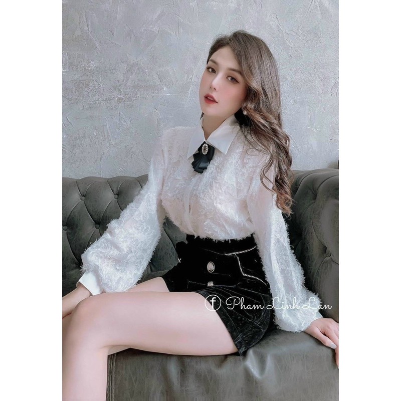 Áo sơ mi tiểu thư kèm tag nơ cực xinh
