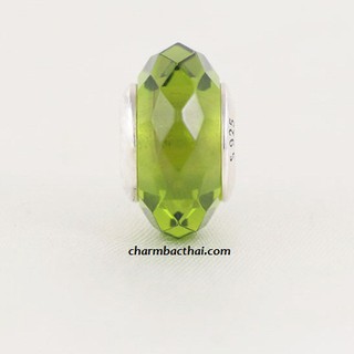 Charm glass bạc 925 màu xanh oliu