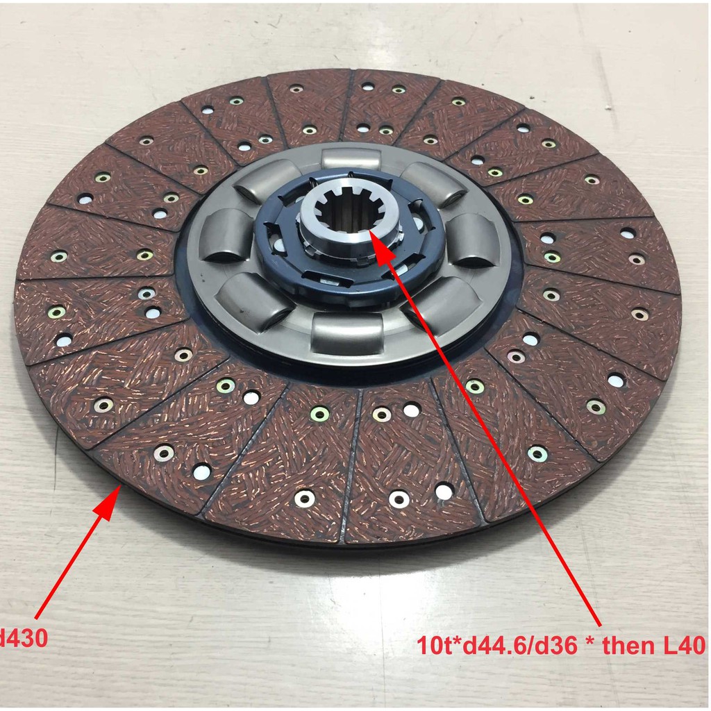 Lá côn (đĩa ly hợp) xe ben Howo 371, đường kính ngoài 430mm, 10 rơ nia, óc 45mm, Hàng MP