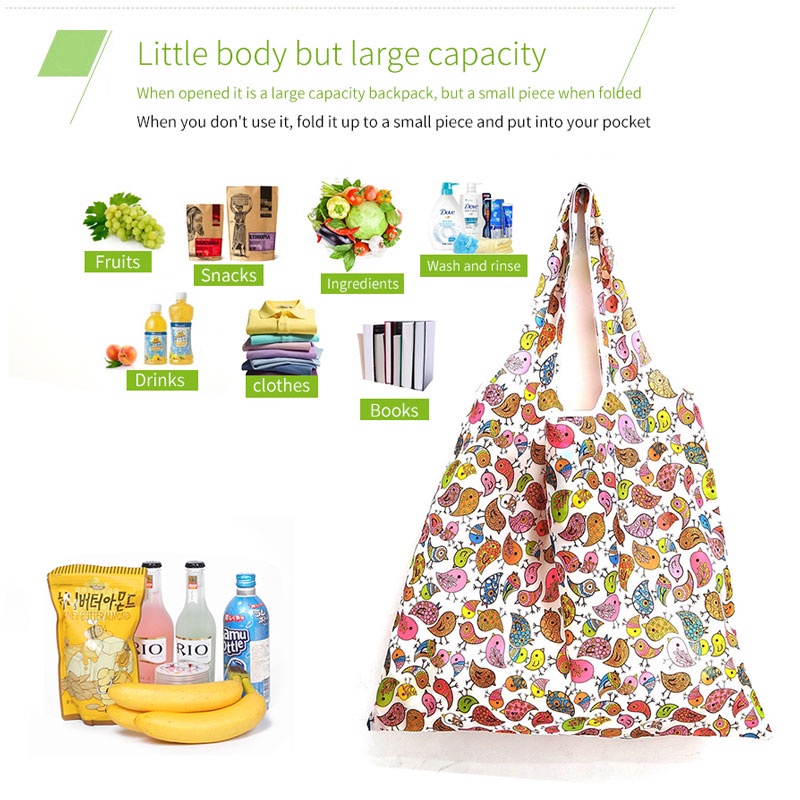 Túi Mua Sắm Dạng Gập In Họa Tiết Thời Trang Thân Thiện Với Môi Trường