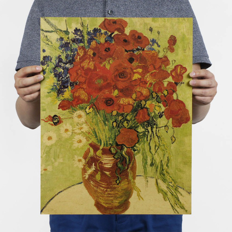 Poster trang trí hình tranh sơn dầu Van Gogh độc đáo sống động phong cách Vintage