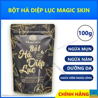 Bột hà diệp lục magic skin | bột đắp mặt ngừa mụn sáng da ✔ chính hãng