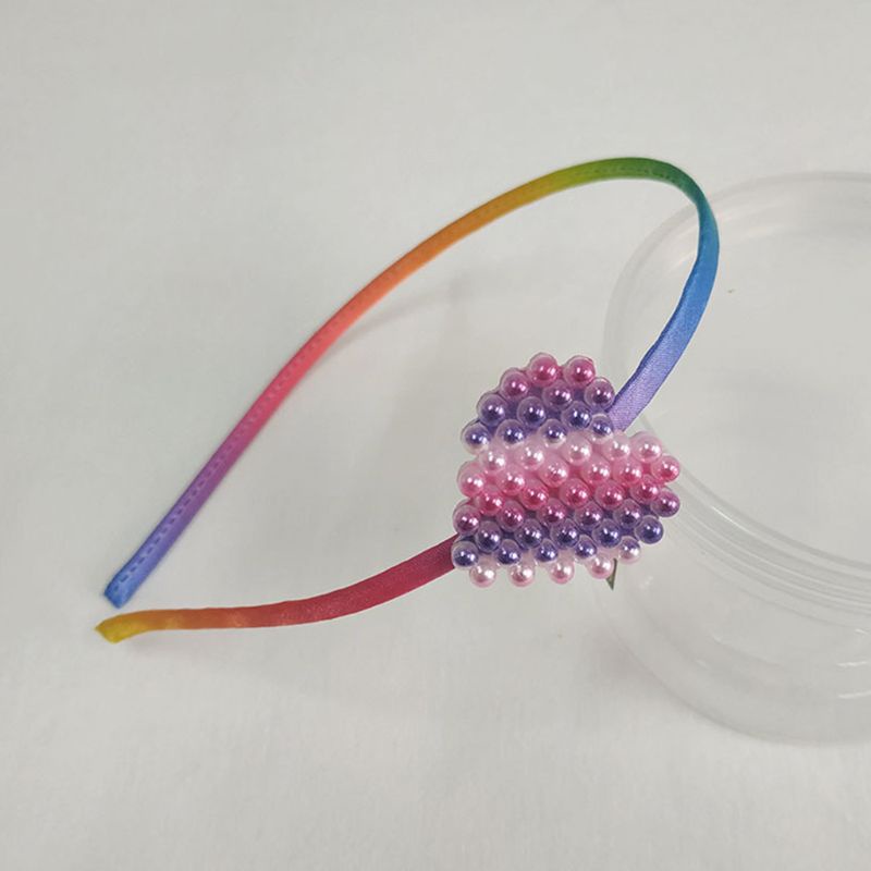Băng Đô Đính Ngọc Trai Giả Màu Cầu Vồng Kiểu Hàn Quốc Xinh Xắn Cho Bé Gái