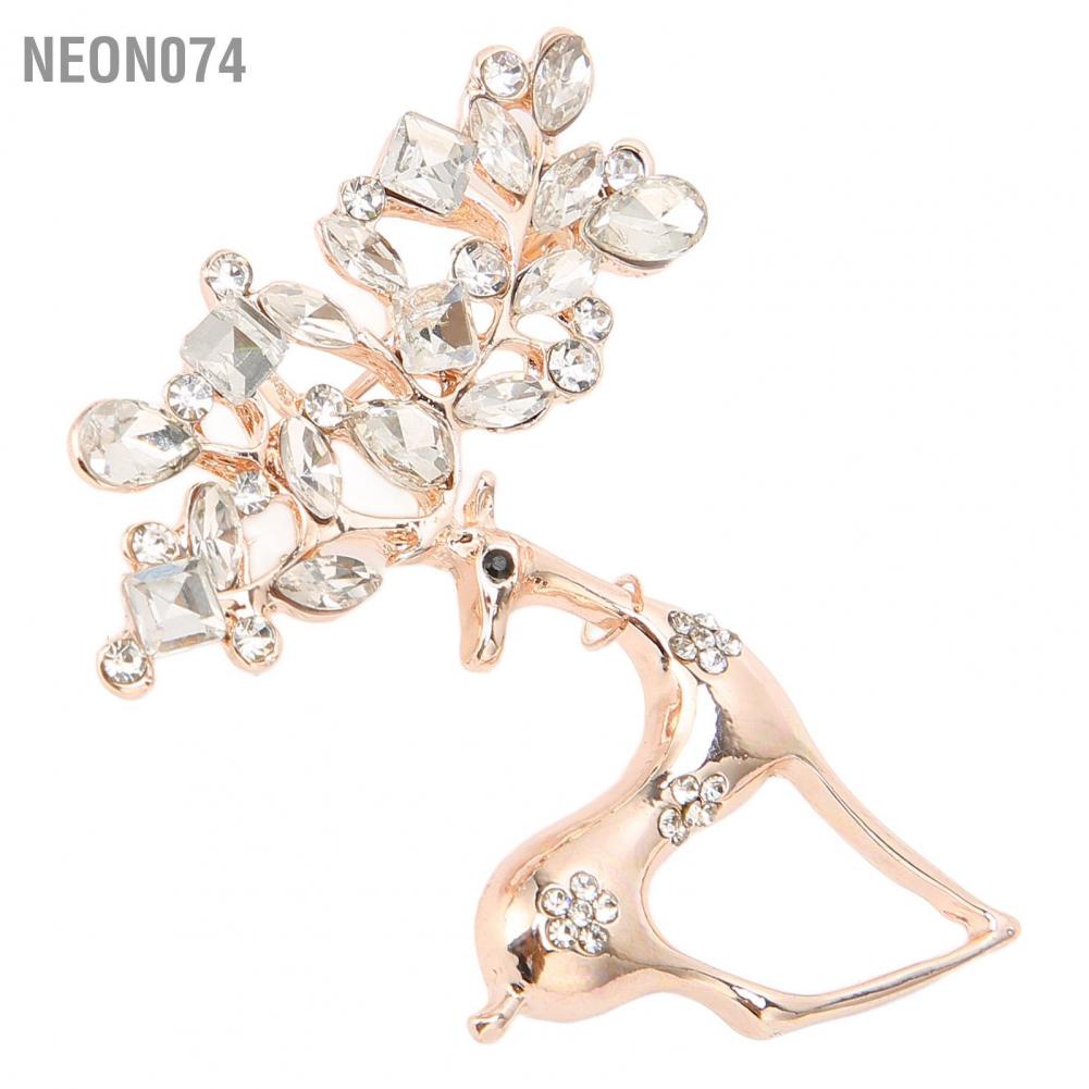Neon074 Neon074 Deer Brooch Alloy Men Đàn ông Động vật Kỳ nghỉ Trâm cài Pin Rhinestone Corsage cho Ngày kỷ niệm sinh nhật
