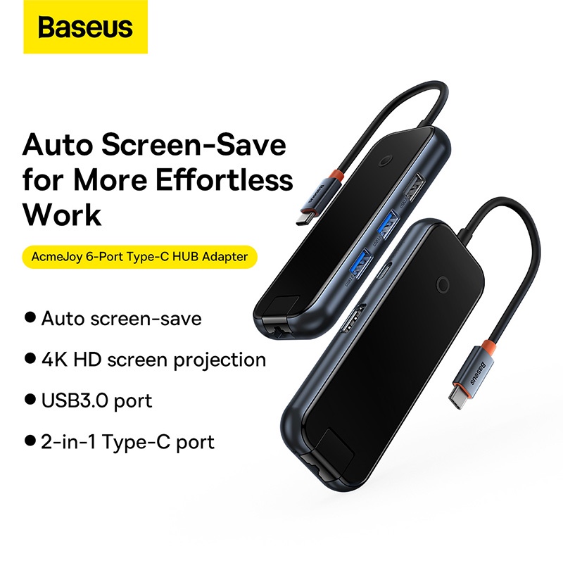 BASEUS Bộ Chia Cổng USB Type C Sang HDMI 3.0 / 2.0 RJ45 Lan Cho MacBook Pro Air