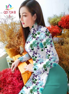 Vải áo dài in hoa hồng