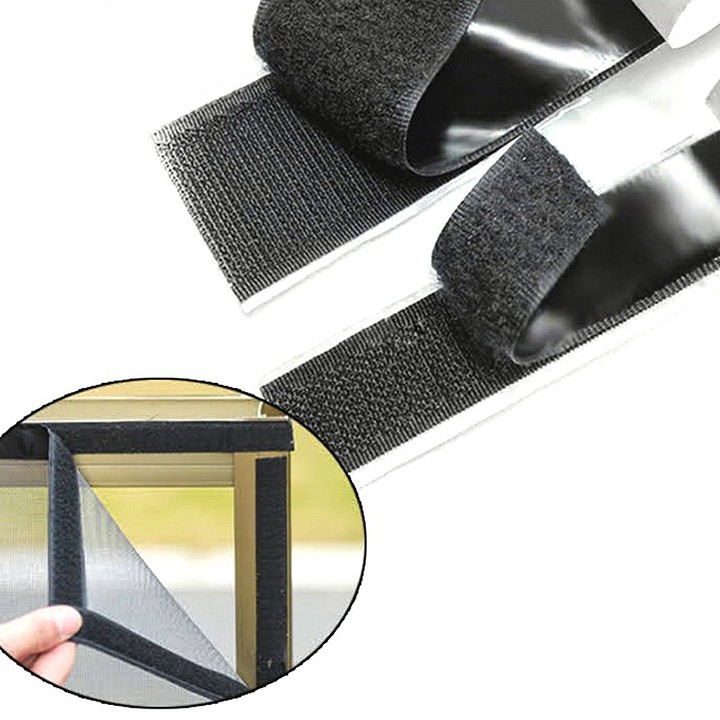 Băng Móc nhám, dán xé có keo sẵn bản 2cm - màu xám (velcro tape/ khóa nhám)