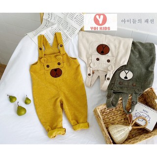 Quần yếm nhung tăm cho bé trai bé gái form rộng thoải mái chất đẹp size cho bé 12m-8y