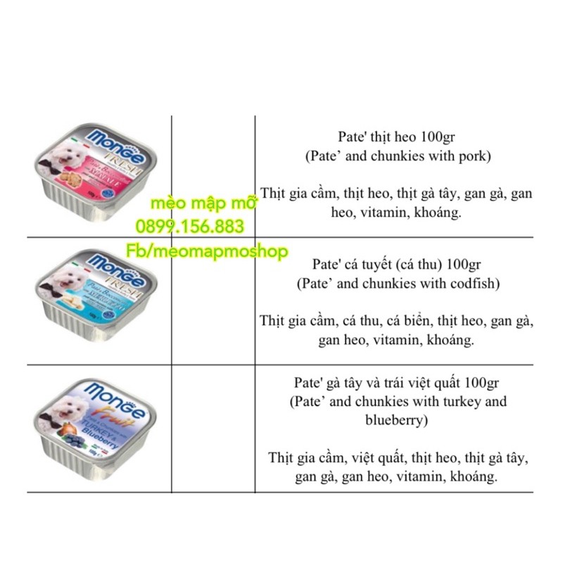 MONGE PATE NHẬP Ý CHO CHÓ ĐỦ VỊ