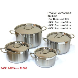 Bộ nồi cao cấp Vancouver  Fivestar  Inox 8 món