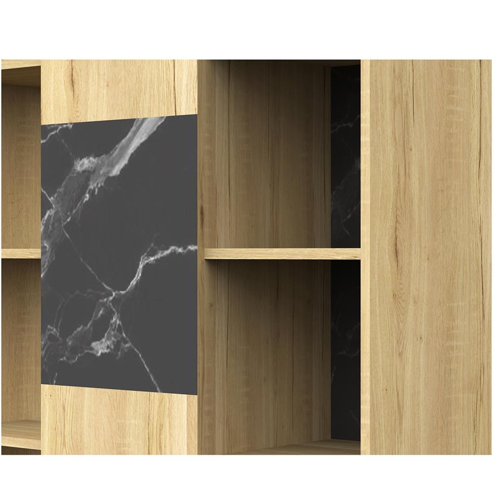 HomeBase FURDINI Kệ gỗ ép có 2 tông màu POSH Thái Lan W90xH120xD30cm màu đá cẩm thạch đen/vân gỗ