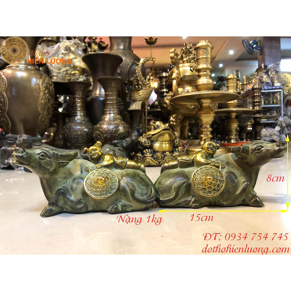 Đôi Tượng Trẻ Cưỡi Trâu Nằm - Tượng Đồng Tử Cưỡi Trâu Phong Thủy - Đồ Phong Thủy