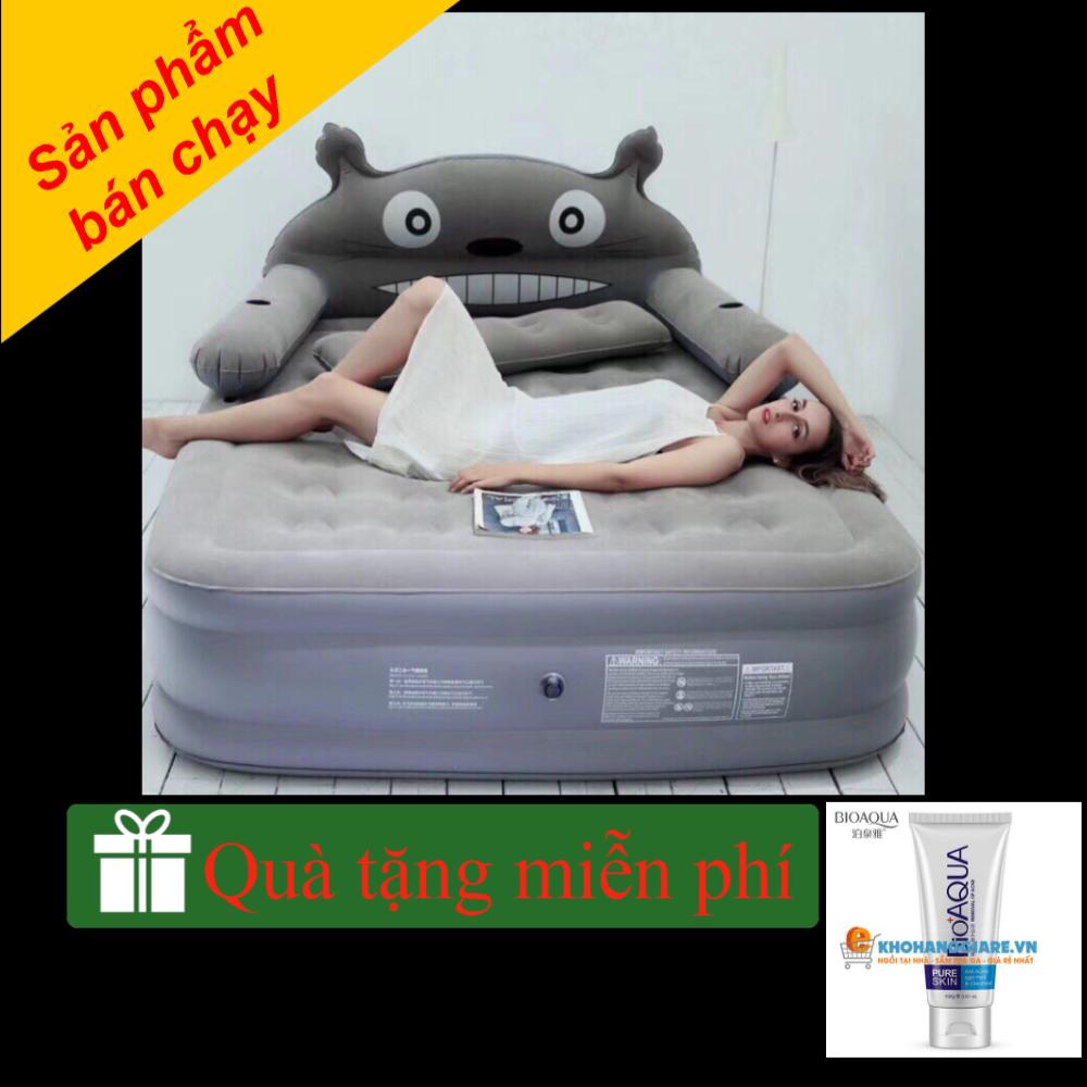 Giường hơi hình thú màu xám, giường hơi đôi tặng kèm bơm điện