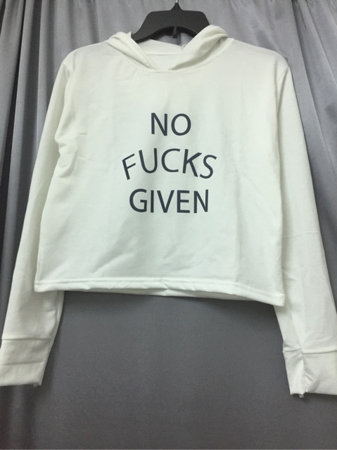 [Ảnh thật] Hoodie croptop (38-52kg). áo croptop hoodie. no fucks given
