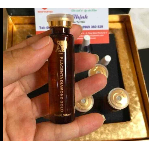 Ống Tế Bào Gốc Pháp Placenta Diamond Gold Phục hồi sau lăn kim Da săn chắc trẻ hơn 10ml
