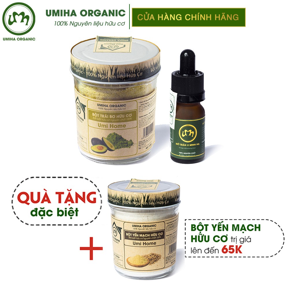 Combo Dưỡng Da UMIHA với Bột Trái Bơ (125g) và Mỡ Trăn U Minh Hạ (10ml) hữu cơ nguyên chất - Tặng Bột Yến Mạch 125g