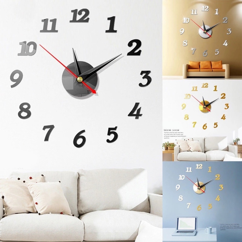 Đồng Hồ Dán Tường Bằng Acrylic Họa Tiết Số 3d Độc Đáo Thời Trang Trang Trí Nhà Cửa Diy