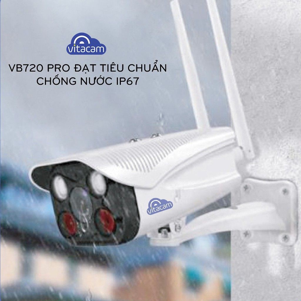 Camera IP Wifi Vitacam VB720 Pro Ngoài Trời Hình Ảnh có màu cả Đêm và Ngày - Hàng Chính Hãng bảo hành 24 tháng