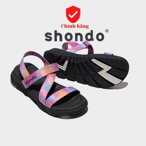 [Ảnh thật] Sandal Shondo F6 Sport đế đen loang khói hồng F6S1071 mẫu mới